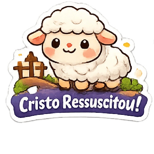 Figurinha: Ovelha Feliz - Cristo Ressuscitou!