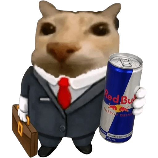 Figurinha: Gato de Negócios com Red Bull