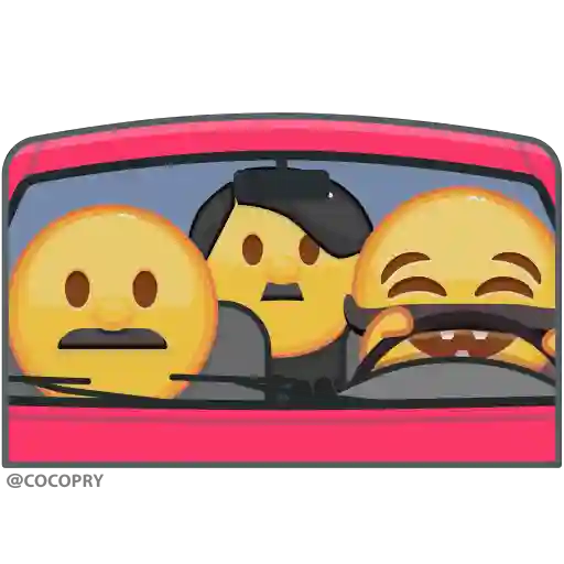 Figurinha: Emojis dirigindo com susto