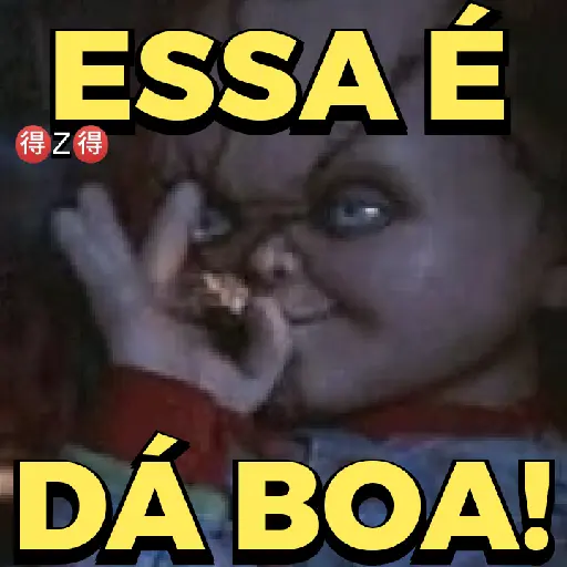 Figurinha: Chucky faz joinha e acende cigarro