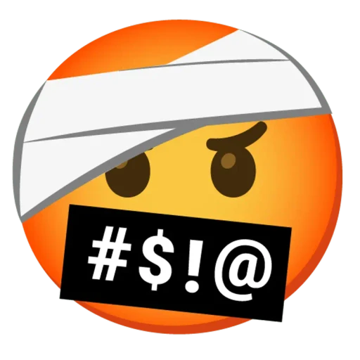 Figurinha: Emoji machucado e xingando