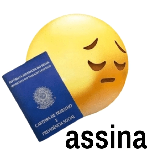 Figurinha: Emoji triste com carteira de trabalho