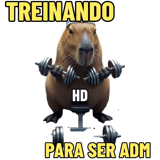 Figurinha: Capivara treinando para ser ADM