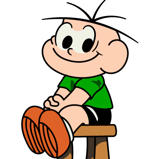 Figurinha: Cebolinha sentado em banquinho