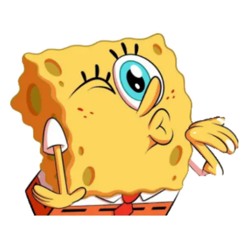 Figurinha: Bob Esponja piscando e mandando beijo