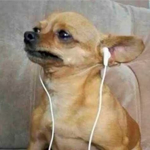 Figurinha: Cachorro ouvindo música