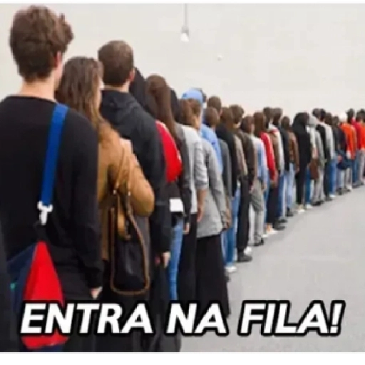 Figurinha: Entra na fila!