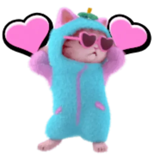 Figurinha: Gatinho dançando com corações