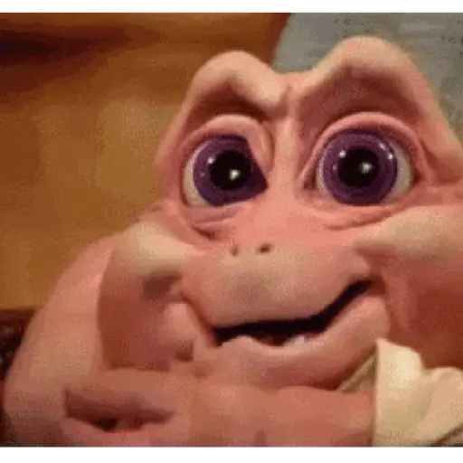 Figurinha: Bebê Dino gritando "NOT THE MAMA!"