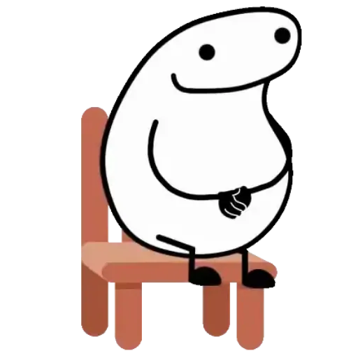 Figurinha: Boneco sentando e sorrindo