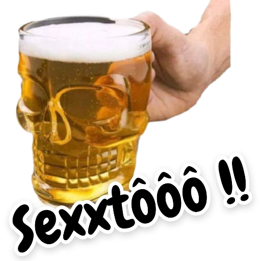 Figurinha: Copo de cerveja em formato de caveira