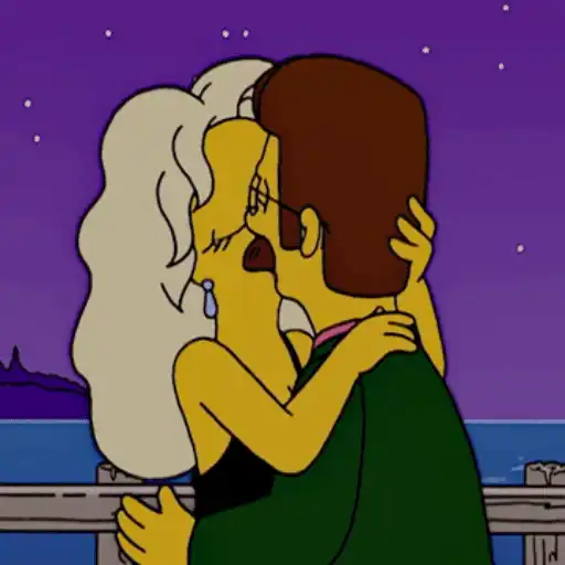 Figurinha: Casal se abraçando e se beijando