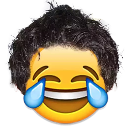 Figurinha: Rosto chorando de rir com cabelo