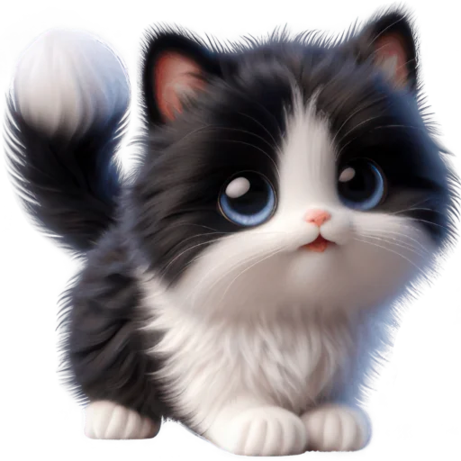 Figurinha: Gatinho Preto e Branco Fofinho