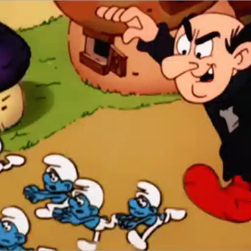Figurinha: Gargamel persegue os Smurfs