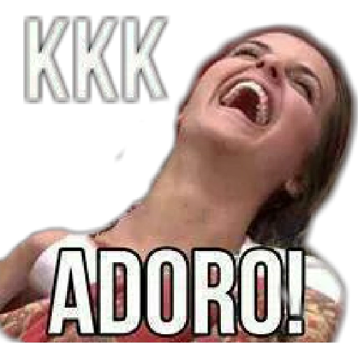 Figurinha: Mulher rindo com KKK ADORO!