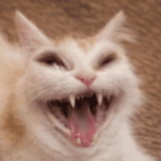 Figurinha: Gato bravo com dentes afiados