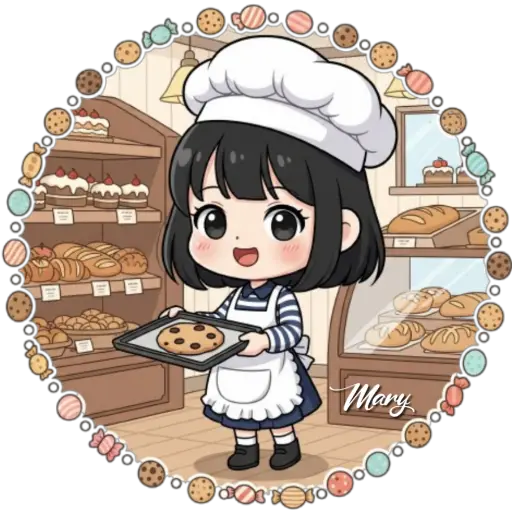 Figurinha: Confeiteira Chibi com Biscoito