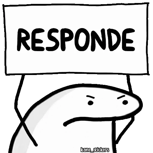 Figurinha: Personagem Flork pedindo resposta