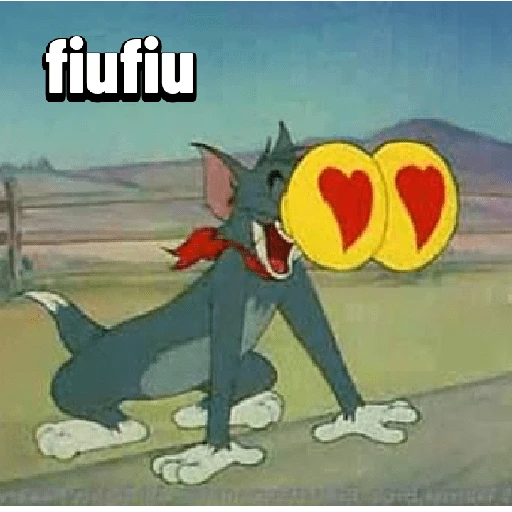 Figurinha: Tom com corações nos olhos
