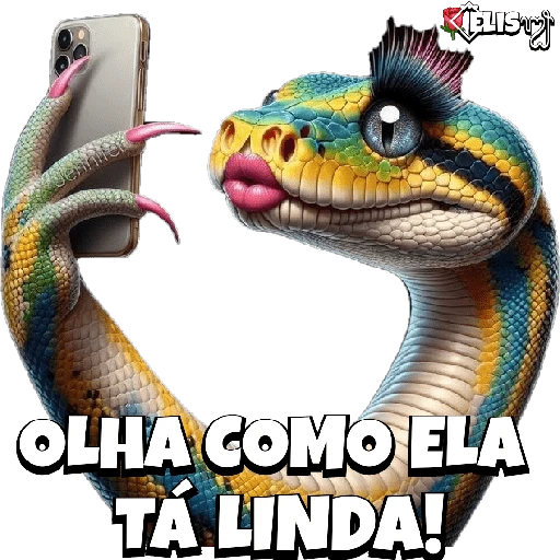 Figurinha: Serpente vaidosa com celular