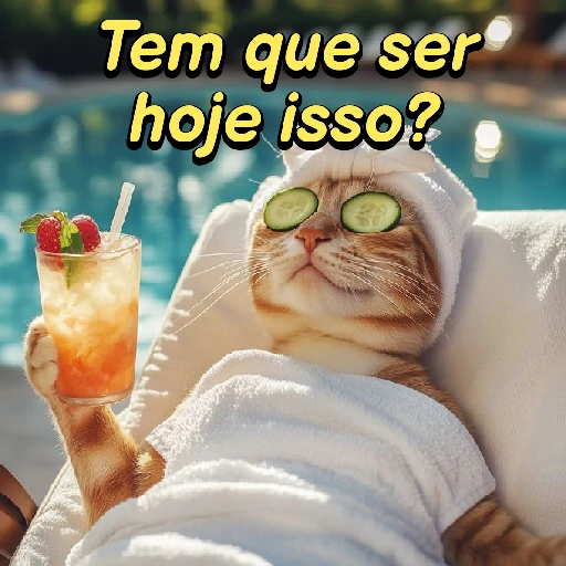 Figurinha: Gato de spa com drink