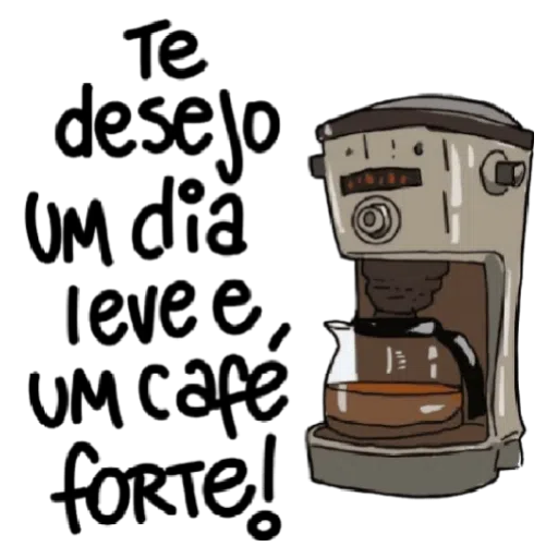 Figurinha: Cafeteira com desejo de café
