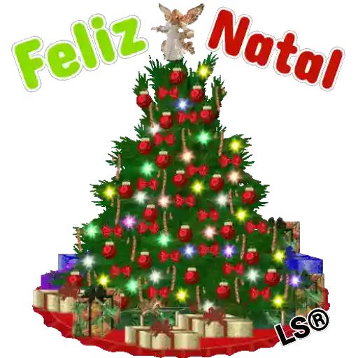 Figurinha: Feliz Natal com Árvore e Presentes