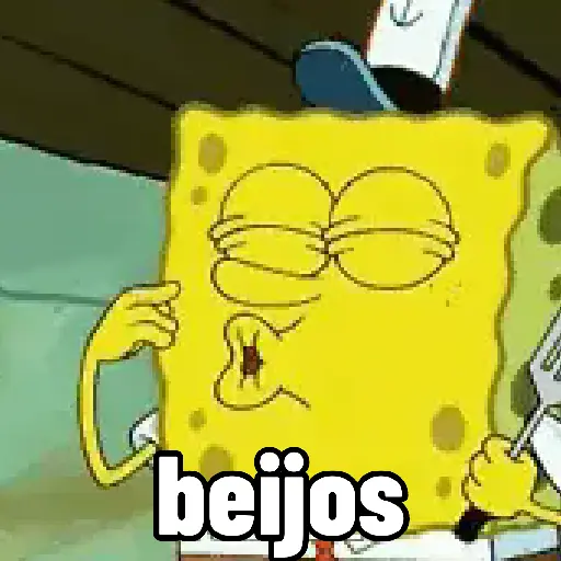 Figurinha: Bob Esponja mandando beijo
