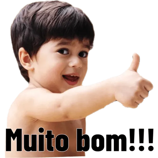 Figurinha: Menino sorrindo com polegar para cima