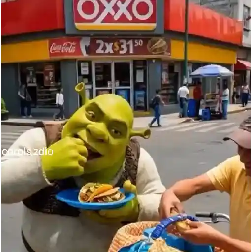 Figurinha: Shrek comendo tacos