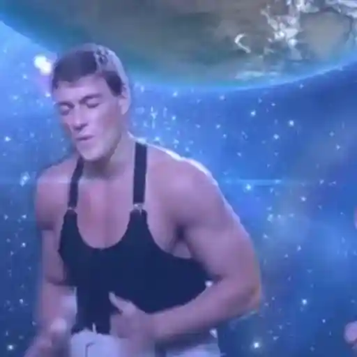 Figurinha: Jean-Claude Van Damme no espaço
