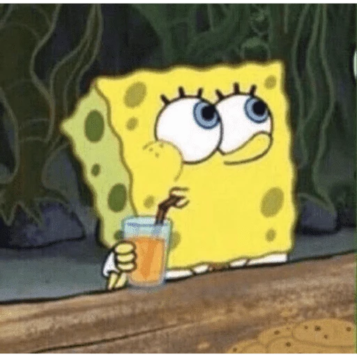 Figurinha: Bob Esponja bebendo suco