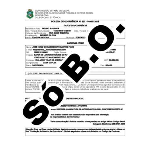 Figurinha: Boletim de Ocorrência