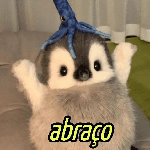Figurinha: Pinguim pedindo abraço