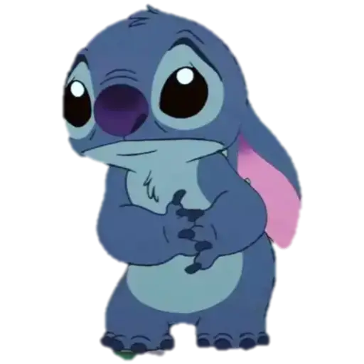 Figurinha: Stitch com as mãos juntas