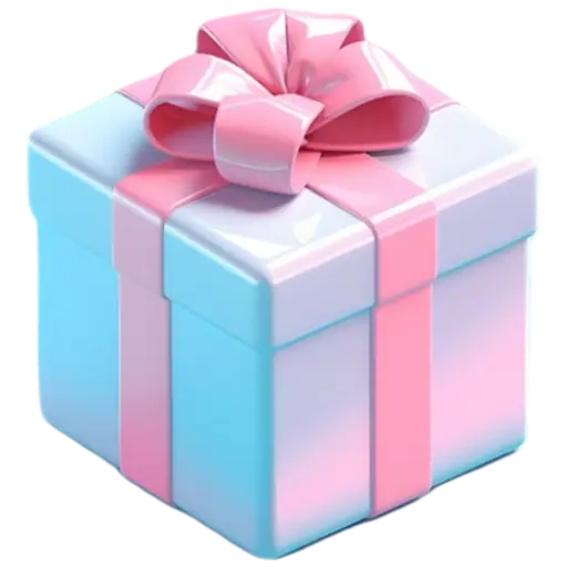 Figurinha: Presente com laço rosa