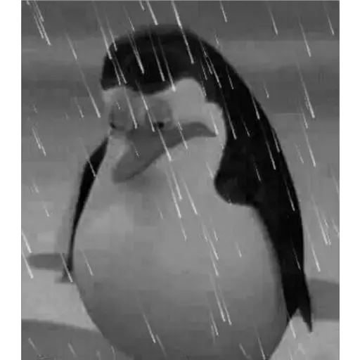 Figurinha: Pinguim triste na chuva