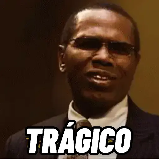 Figurinha: Homem diz Trágico