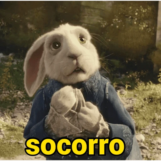 Figurinha: Coelho pedindo socorro