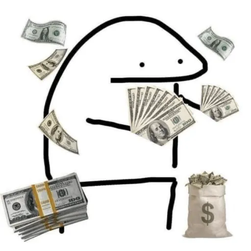 Figurinha: Personagem com dinheiro