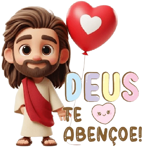 Figurinha: Jesus com balão e coração