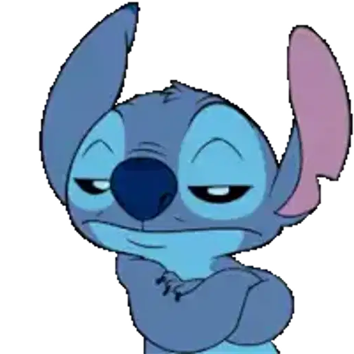 Figurinha: Stitch entediado e cruzado de braços