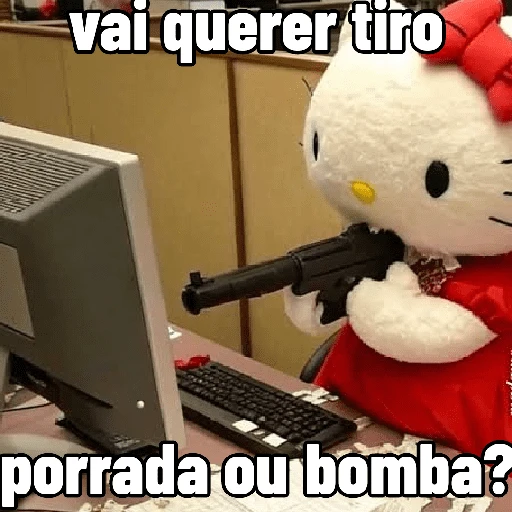 Figurinha: Hello Kitty com arma