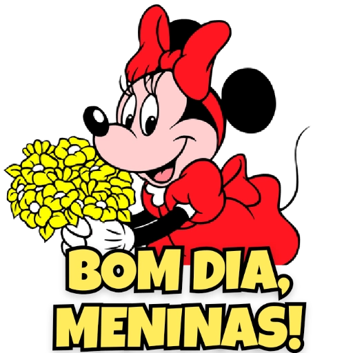 Figurinha: Minnie com flores "Bom Dia, Meninas!"