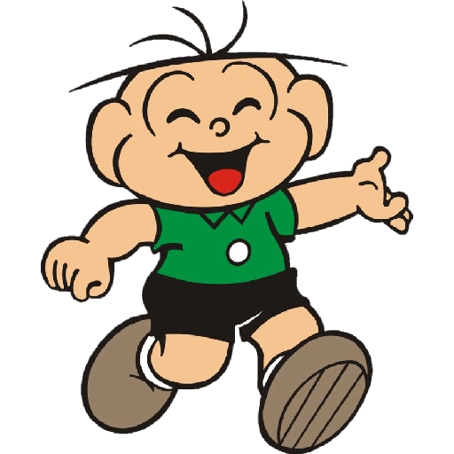 Figurinha: Chico Bento rindo e correndo