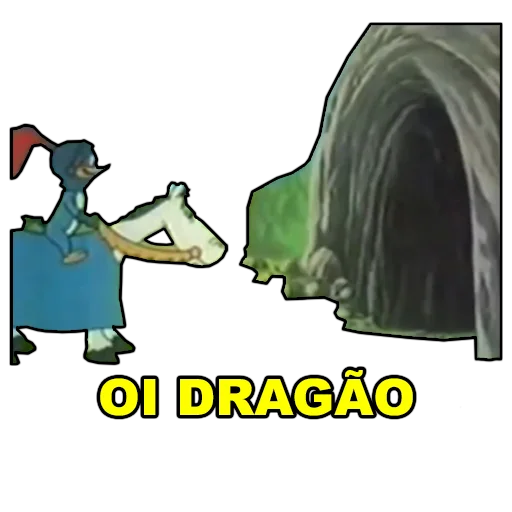 Figurinha: Cavaleiro diz Oi Dragão