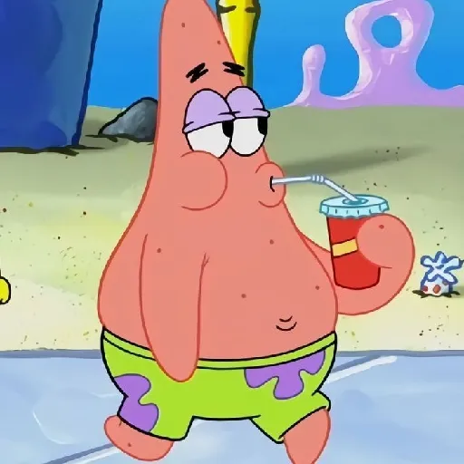 Figurinha: Patrick bebendo refrigerante