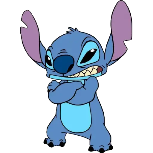 Figurinha: Stitch com braços cruzados