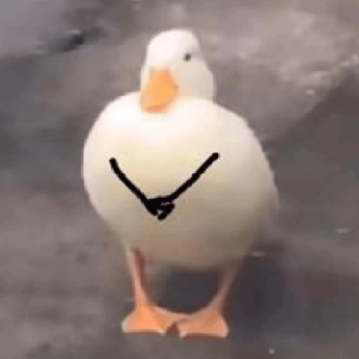 Figurinha: Pato com V desenhado no corpo